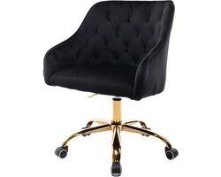 Merax Luxe Bureaustoel - Stoel op Wielen - Ergonomisch - Wieltjes - Draaibaar & Verstelbaar - Zwart met Goud