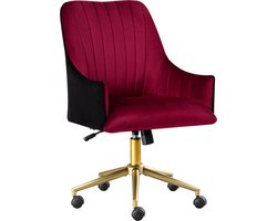 Merax Luxe Bureaustoel - Verstelbare Stoel - Velvet Draaibaar Kantoorstoel met Wielen - Rood