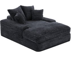 Merax Luxe Corduroy Slaapbank 3 Zits Chaise Longue Met 4 Kussens Zonder Montage Direct Klaar Voor Gebruik Ultrazacht Multifunctioneel Sofa Bed Voor Woonkamer Of Appartement Grijs