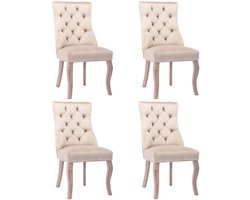 Merax Luxe Eetkamerstoelen Set van 4 - Velvet Stoelen met Hoge Rugleuning - Beige