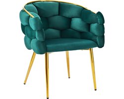 Merax Luxe Fluwelen Stoel met Vergulde IJzeren Poten - Moderne Bubble Stoel - Groen