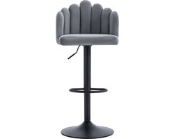 Merax Luxe Velvet Barkrukken Set van 2 - Barkruk met Voetensteun - Grijs