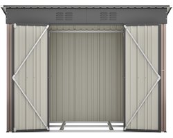 Merax Metalen Tuinhuis 229x111x182 cm – Tuin Schuur – Tuinkast met Fundering en Dubbele Deur