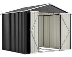 Merax Metalen Tuinhuis 240x192x191 cm – Afsluitbare Gereedschapsschuur met Schuifdeur en 4 Ventilatieroosters – Zwarte Tuinberging