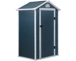 Merax Metalen Tuinhuis - Gereedschapsschuur met Ventilatieroosters en Raam - Met Pultdak - 134x104x204 cm - Grijs