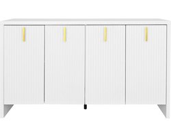 Merax Modern Wit Dressoir met Gouden Handgrepen – Minimalistisch Ontwerp met Verstelbare Planken en Ruime Opbergruimte