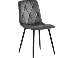 Merax Moderne Eetkamer Set - Rechthoekige Eettafel 117x68 cm met 4 Velvet Eetkamerstoelen - Wit met Zwart en Grijs