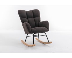 Merax Moderne Schommelstoel - Schommel Stoel in Teddy Stof - Mid Century Fauteuil - Donkergrijs