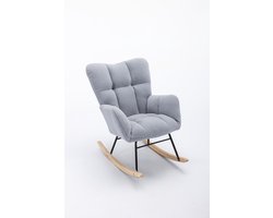 Merax Moderne Schommelstoel - Stoel in Teddy Stof - Mid Century Fauteuil - Grijs