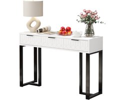Merax Moderne Sidetable met 2 Lades – Wit MDF met Zwart Metalen Frame – 120x36x80 cm – Luxe Bijzettafel