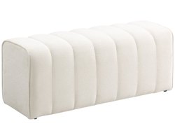 Merax Moderne Slaapkamerbank - Gestoffeerde Bedbank met Linnenlook Stof - Sterke Houten Constructie - Comfortabele Voetenbank voor Woonkamer en Slaapkamer - Creme Wit - 220 kg