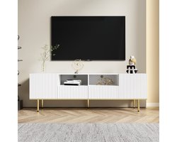 Merax Moderner TV-Schrank, TV-Möbel mit goldenen Füßen und goldenem RandBeschreibung
