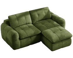 Merax Modulaire Hoekbank 2-Zits - Chenille - Voetenbank - Diepe Zit - Frameloos - Groen - Zonder Montage