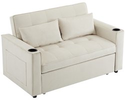 Merax Multifunctioneel Klapbed Sofa - Slaapbank met 3-in-1 Functie - Kussens en Drinkhouder – Geschikt voor Woonkamer - Slaapkamer en Home Cinema