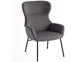 Merax Oorfauteuil - Hoge Rugleuning - Donkergrijs - Ademende Stoflook - Metalen Poten - 70 X 74,5 X 103,5 Cm - Belastbaar Tot 120 Kg