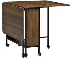 Merax Opklapbare Eettafel 130x80 cm Met Wieltjes En Opbergruimte Hout Lichtbruin Voor 6 Personen