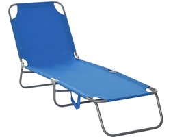 Merax Opvouwbaar Ligbed Voor Buiten - Blauwe Tuinligstoel Met Verstelbare Rugleuning - Draagbaar Voor Tuin Terras Balkon En Kamperen - 187 x 55 x 24 cm