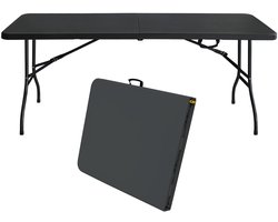 Merax Opvouwbare Tafel 180cm - Draagbare Inklapbare Tafel - Klaptafel met Handvat - Multifunctionele Vouwtafel voor Binnen en Buiten - Camping Picknick Feest - 150KG Draagkracht - Zwart