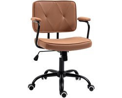 Merax Retro Bureaustoel Bruin Verstelbaar Met Wieltjes Wipfunctie Ergonomische Stoel Voor Thuiswerk En Kantoor