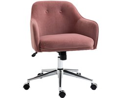 Merax Retro Bureaustoel Rood met Armleuningen en Wipfunctie – Verstelbare Fluwelen Thuiswerkstoel met Comfortabele Zitting