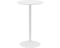 Merax Ronde Bartafel – Staande Tafel Ø60 cm – Hoge Tafel voor Keuken, Woonkamer of Horeca – Stalen Onderstel – 102 cm Hoog – Wit