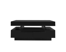 Merax Salontafel met Hoogglans Afwerking - LED-Lichtstrip en Vier Laden - Grote Opbergruimte