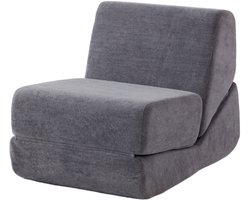 Merax Slaapstoel Opvouwbaar - 3-in-1 Slaapbank - Vloerstoel met Ligfunctie - Compacte Loungestoel voor Volwassenen - Schuim Sofa Bed - Grijs