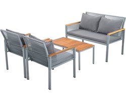 Merax Tuin Loungeset - Lounge Tuinset voor Buiten - Rotan Tuinmeubel Set - Grijs