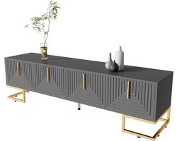Merax TV Meubel 170 cm - Zwart Grijs met Goud - Voor TV’s tot 79 Inch