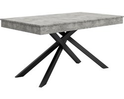 Merax Uitschuifbare Eettafel 140 Tot 180 Cm Grijs 80 Cm Breed Rechthoekige Eetkamertafel Met Extra Dik Tafelblad En Metalen Kruispoten Voor 6 Tot 8 Mensen