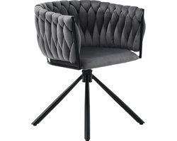 Merax Velvet Draaistoel – Grijs – Luxe Eetkamerstoel en Loungestoel – 360° Draaibaar – Ergonomisch Design – Metalen Poten