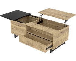 Merax Verstelbare Salontafel met LED-verlichting – Houten Salontafel met Opbergruimte en Lift-Top Functie – 103,5x50x27,5 cm – Modern Design