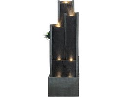Merax Waterval Fontein - 128cm Hoog - Moderne Tuinfontein met LED Verlichting - Polyresin Waterornament voor Binnen en Buiten - Rustgevende Watergeluiden voor Tuin Terras of Woonkamer