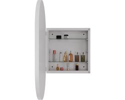 Merax Witte Spiegelkast Ovaal – Wand- of Inbouwspiegelkast met Opbergruimte – Metalen Frame – 85 x 51 cm