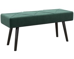 Merax Zitbank – Fluweel Groen Bankje met Stalen Poten – 100x36x45 cm – Gestoffeerde Slaapkamerbank – Hocker met X-Design