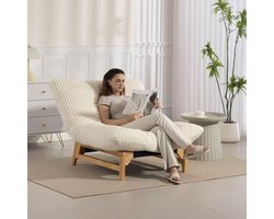 Merax Zitzak Stoel - Corduroy Lounge Stoel - Relax Fauteuil zonder Armleuningen - Zitzak voor Volwassenen - Comfortabele Leesstoel voor Woonkamer en Slaapkamer - Wit