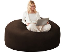 Merax Zitzakstoel 5FT - Grote Zitzak Bank voor Volwassenen - Comfortabele Lounge Stoel met Wasbare Hoes - Geschikt voor Woonkamer - Slaapkamer en Balkon - 130x120x60 cm - Bruin