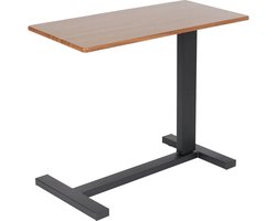 Mercadome® Bedtafel - Bijzettafel - Ziekenhuis tafel op wieltjes - Verstelbare hoogte - Zwart/eikenhout - 80x40x90cm