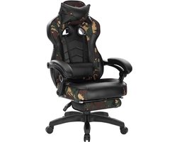 Mercadome® Bureaustoel - Gaming Stoel - Gaming chair - Flexibele rugleuning - Ergonomisch - Hoofdsteun - Leer - Army