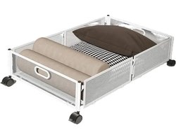 Mercadome® Organizer - Opbergers - Organiser - Opbergrek - Opbergsysteem met laden en wielen - Moeiteloos en ruimtebesparend onder het bed - 60x40x16 cm - Wit