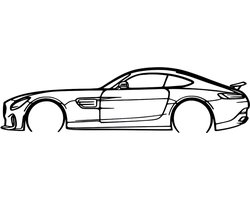 Mercedes AMG wanddecoratie - Houten wandbord - Mercedes AMG GTS - 78x21cm - Mancave - Muurdecoratie - Sportwagen - Supercar - Sportauto