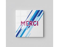 Merci – 15x15 cm Decoratieve Keramische Tegel | Frans Bedank Cadeau, Moderne Muurdecoratie, Waardering Geschenk