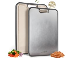 Merctic 100% Titanium Snijplank - Snijplanken - Cutting Board - Dubbelzijdig - PFAS-vrij - Antibacterieel - 39x28cm