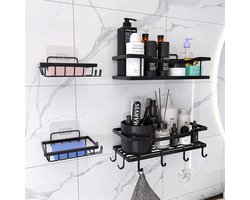 Merdoo RVS Doucherek - Shower Rack- Badkamerrekken - Badkamerrek Zonder Boren - Zelfklevend Doucherek - Doucherek Zonder Boren - Badkamer Accessoires - 4 Stuks