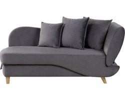 MERI II - Chaise longue opberg - Donkergrijs - Rechterzijde - Fluweel