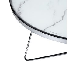 MERIDIAN - Salontafel - Wit/Zilver - Veiligheidsglas