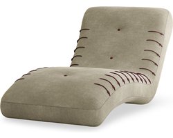 Meridienne Chaise longue SPLINE - elegant en ergonomisch comfort, modern uiterlijk met contrasterende naden - Beige (Castel 15)