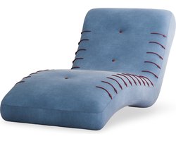 Meridienne Chaise longue SPLINE - elegant en ergonomisch comfort, modern uiterlijk met contrasterende naden - Blauw (Castel 74)