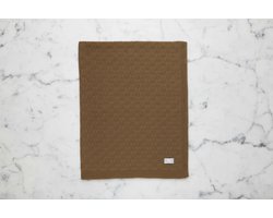 Merino wol babydeken - Licht bruin - 75x95 cm - ruitjespatroon