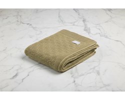 Merino wol babydeken - Olijf groen - 75x95 cm - ruitjespatroon